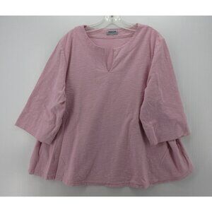 Iridium Top Large Pullover Shirt Slub Cotton Lagenlook 3/4 Sleeve